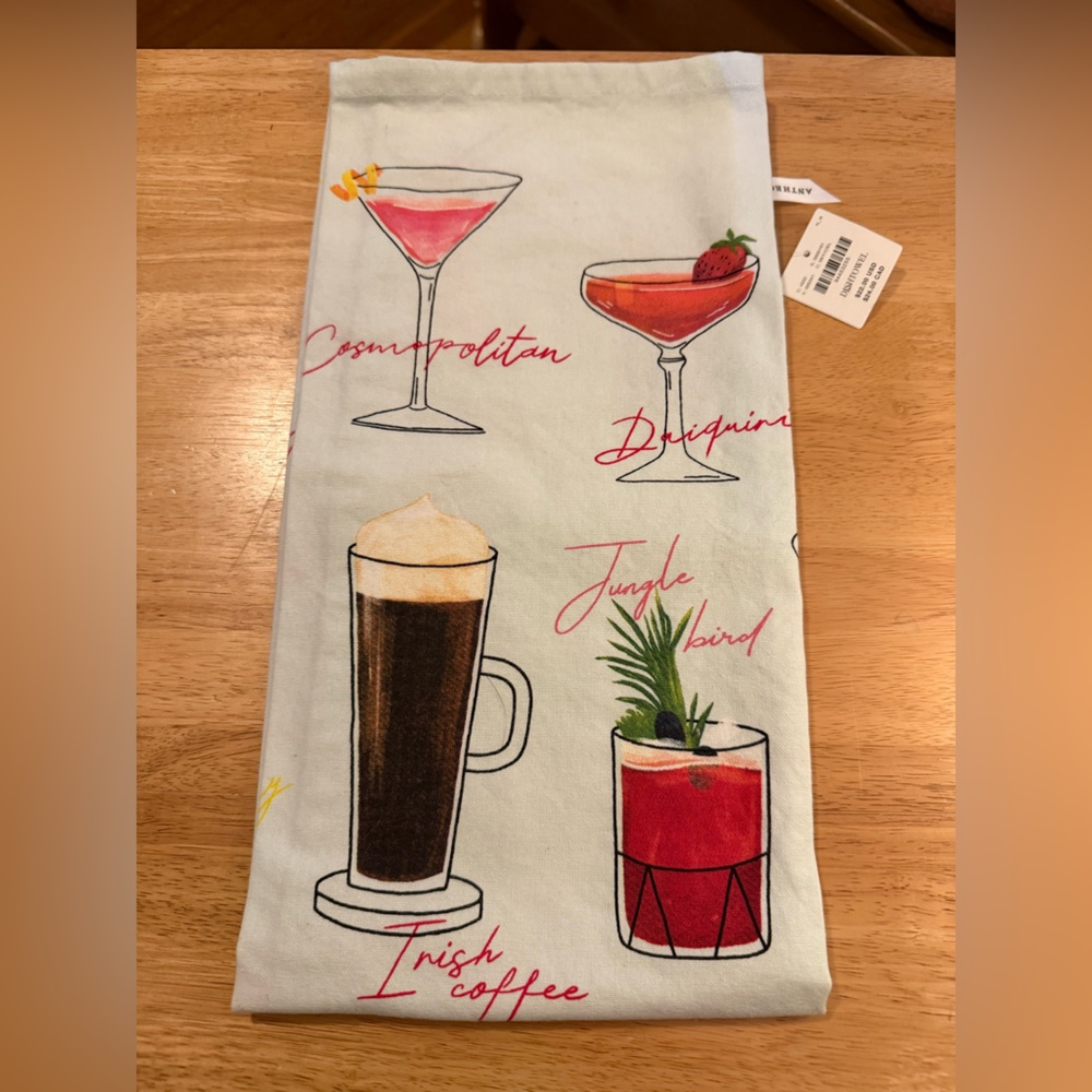 NWT - Cocktail Print Dish Towel